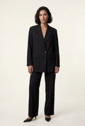 Black Oversized Tailored Single-breasted Blazer with Notched Lapels - Oversized blazers - Photo 4