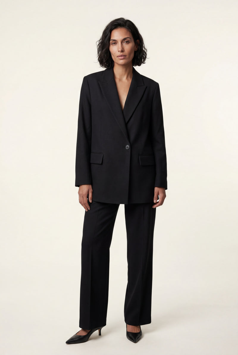 Black Oversized Tailored Single-breasted Blazer with Notched Lapels - Oversized blazers - Photo 4