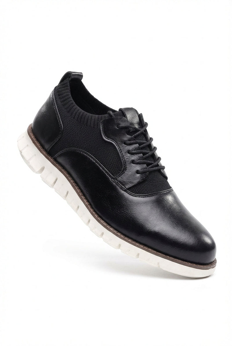 Black Panel Hybrid Oxford Sneakers with Cushioned Sole - Photo 1