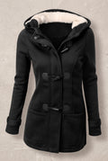 Plush-Lined Hood Duffle Coat in Black — Stilenza main image