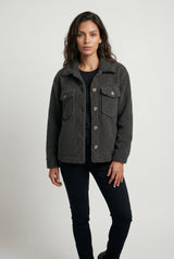 Black Plush Teddy Texture Relaxed Fit Shirt Jacket - Teddy jacket - Photo 2