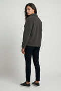 Black Plush Teddy Texture Relaxed Fit Shirt Jacket - Teddy jacket - Photo 6