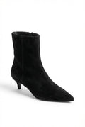 Black Pointed Toe Kitten Heel Ankle Boots - Photo 1