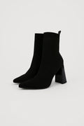 Pointed Toe Sock Fit Block Heel Ankle Boots - Photo 2