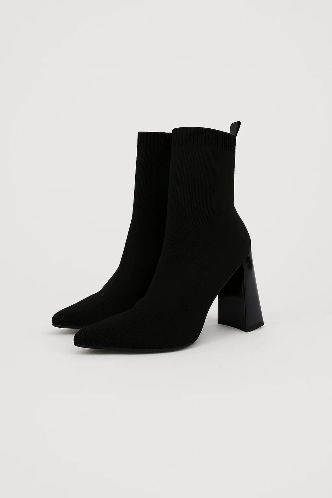 Pointed Toe Sock Fit Block Heel Ankle Boots - Photo 2