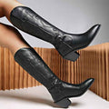 Pointed Toe Tall Western Cowboy Boots with Block Heel - Photo 4