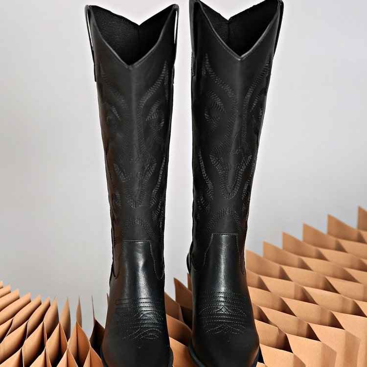 Pointed Toe Tall Western Cowboy Boots with Block Heel - Photo 7