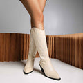 Pointed Toe Tall Western Cowboy Boots with Block Heel - Photo 9