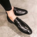 Black Polished Almond Toe Classic Penny Loafers - Photo 2