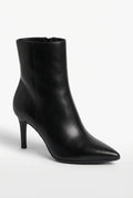 Black Polished Black Pointed Toe High Heel Ankle Boots - Photo 1