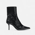 Black Polished Black Pointed Toe High Heel Ankle Boots - Photo 4