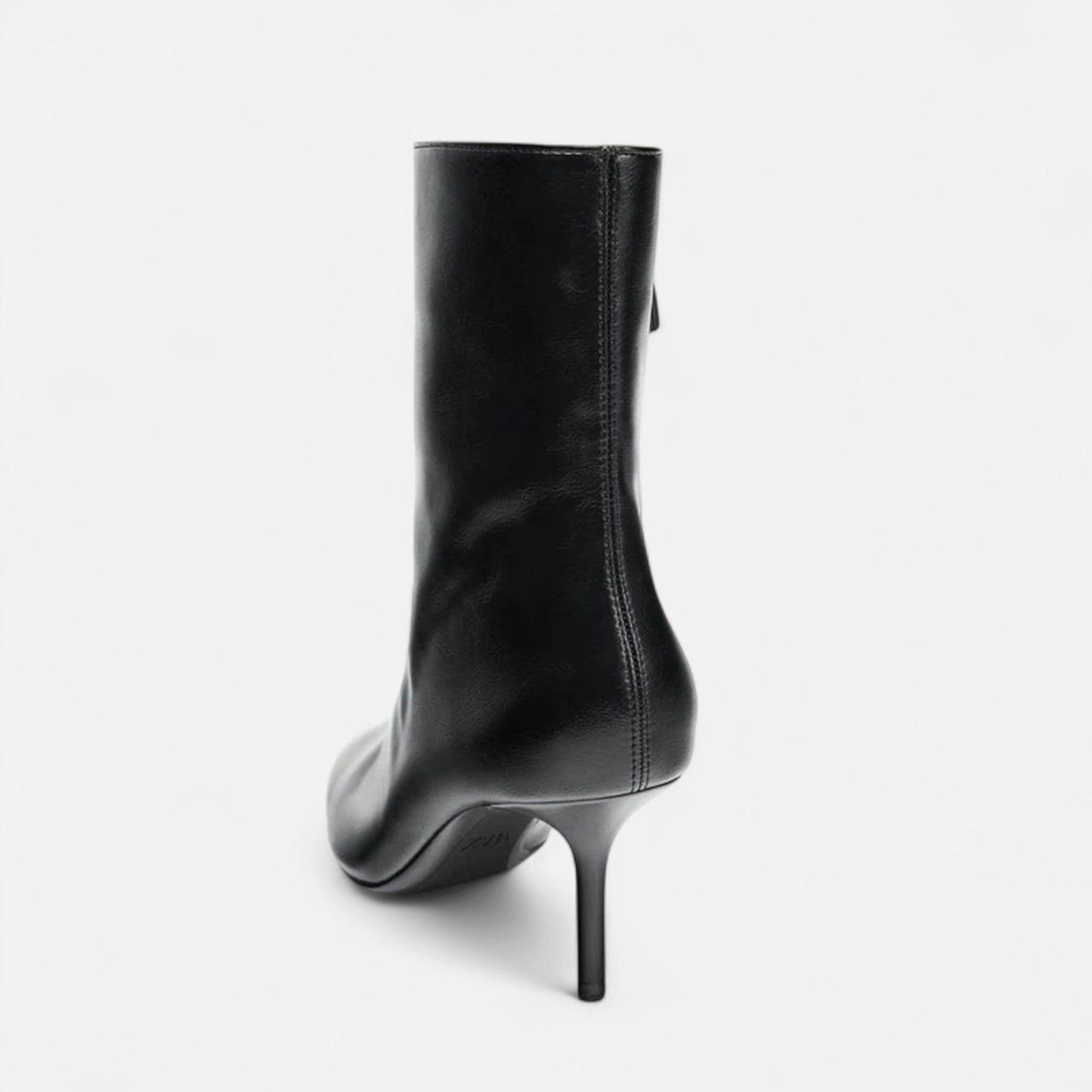 Black Polished Black Pointed Toe High Heel Ankle Boots - Photo 7