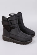 Quilted Ankle Snow Boots in Black — studio front