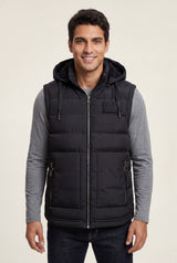 Black Quilted Hooded Puffer Vest with Zip Pockets - Hooded vests - Photo 1