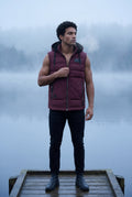 Burgundy Quilted Hooded Puffer Vest with Zip Pockets - Hooded vests - Photo 12