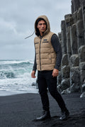 Khaki Quilted Hooded Puffer Vest with Zip Pockets - Hooded vests - Photo 18