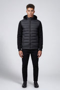 Black Quilted Hybrid Puffer Jacket with Sleeves and Hood - Photo 1