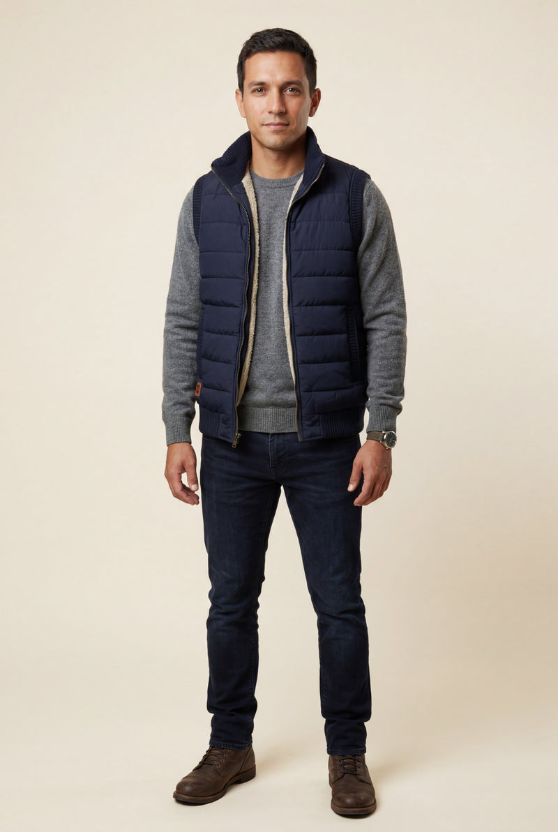 Black Quilted Puffer Vest with -lined Collar - Vests - Photo 2