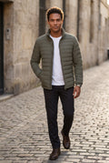 Olive Grey Quilted Stand Collar Lightweight Puffer Jacket - Lightweight jackets - Photo 10