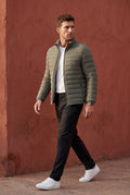 Olive Grey Quilted Stand Collar Lightweight Puffer Jacket - Lightweight jackets - Photo 14