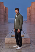 Olive Grey Quilted Stand Collar Lightweight Puffer Jacket - Lightweight jackets - Photo 18