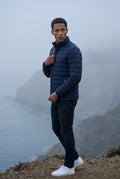 Navy Blue Quilted Stand Collar Lightweight Puffer Jacket - Lightweight jackets - Photo 6