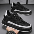 Black Quilted Streetwear Low-top Sneakers with Bold Ribbed Sole - Photo 9