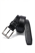 Black Rectangular Buckle Formal Belt with Clean Stitched Edges - Formal belts - Photo 1