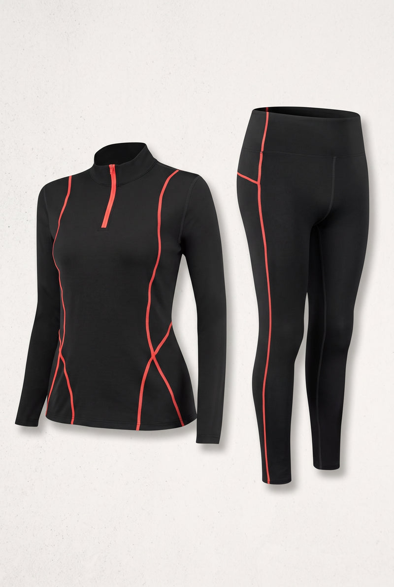 Thermal Base Layer Set in Black/Red — studio front