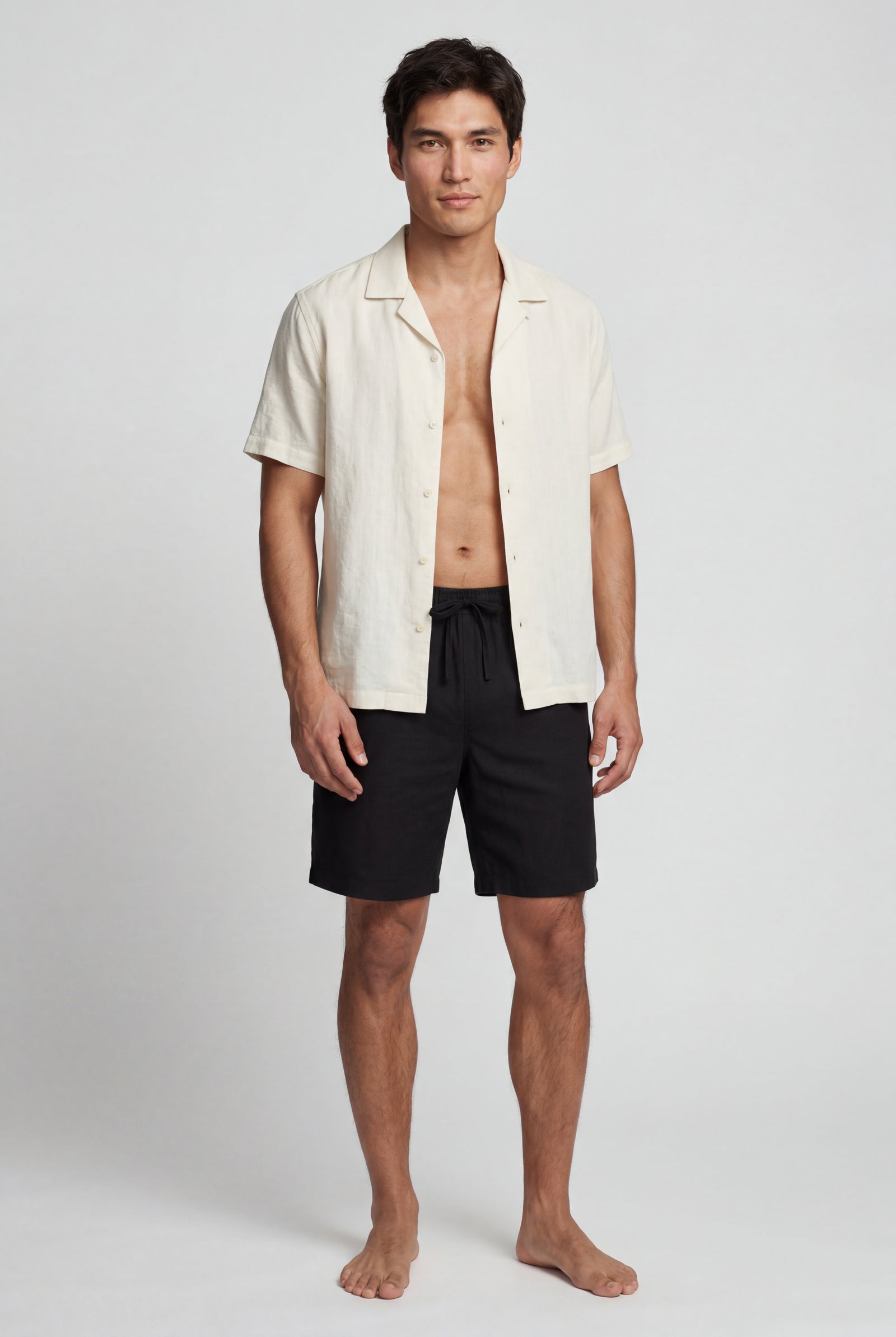 Black Relaxed Drawstring Above-knee Casual Shorts - Photo 8