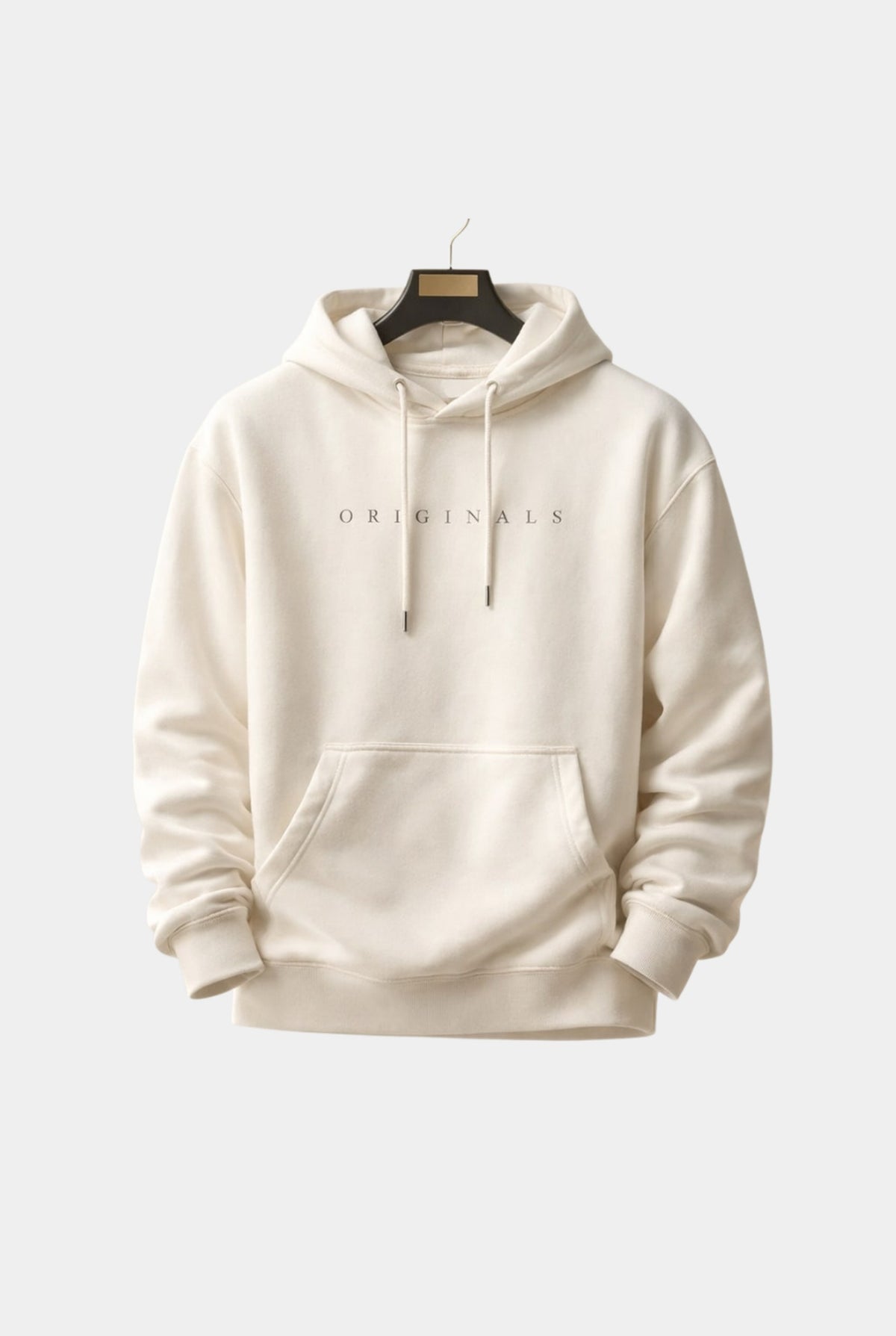 Relaxed Hooded Sweatshirt in Black — front view