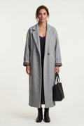 Gray Relaxed Straight Double-breasted Long Winter Coat - Long wool coats - Photo 10