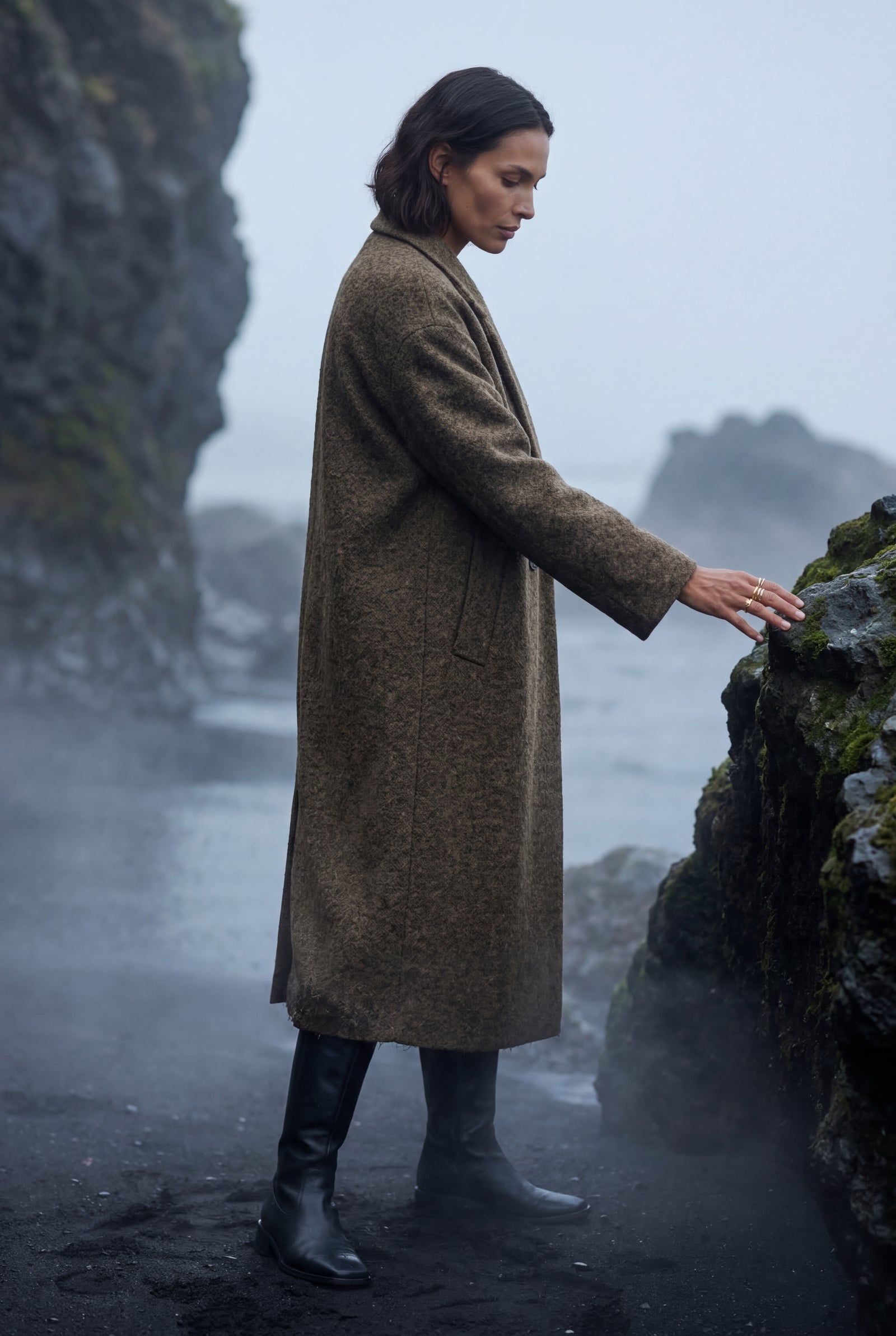 Brown Relaxed Straight Double-breasted Long Winter Coat - Long wool coats - Photo 20