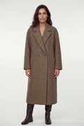 Brown Relaxed Straight Double-breasted Long Winter Coat - Long wool coats - Photo 5