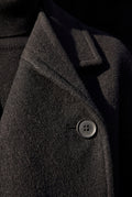 Black Relaxed Straight Double-breasted Long Winter Coat - Long wool coats - Photo 7