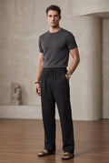 Black Relaxed Straight-leg Drawstring Trousers - Relaxed fit trousers - Photo 2