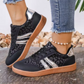 Black Retro Color-block Lace-up Walking Sneakers - Walking shoes - Photo 11