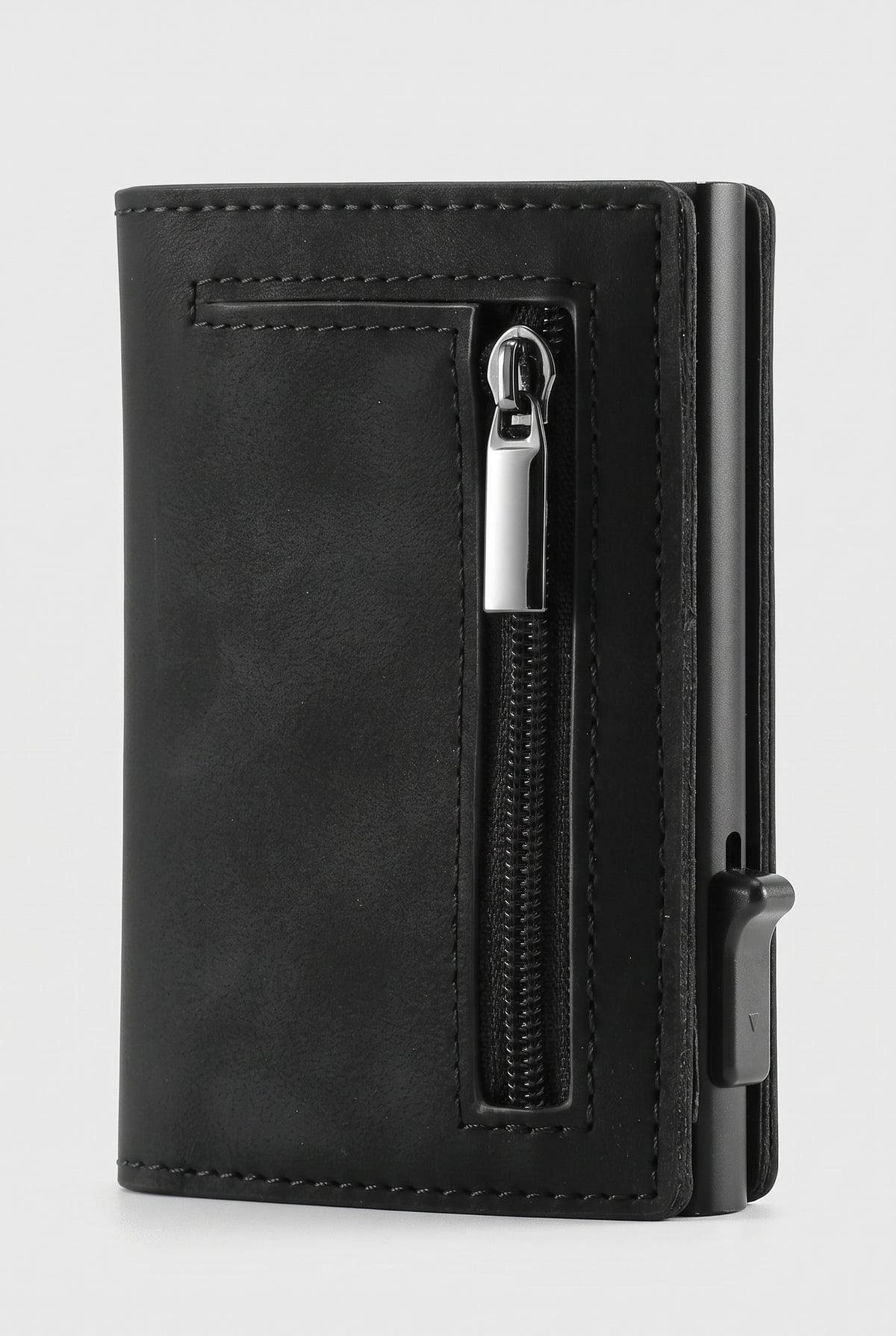 RFID Leather Wallet in Black — studio front