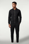 Black Ribbed Bomber Jacket and Jogger Athleisure Set - Casual sets - Photo 1