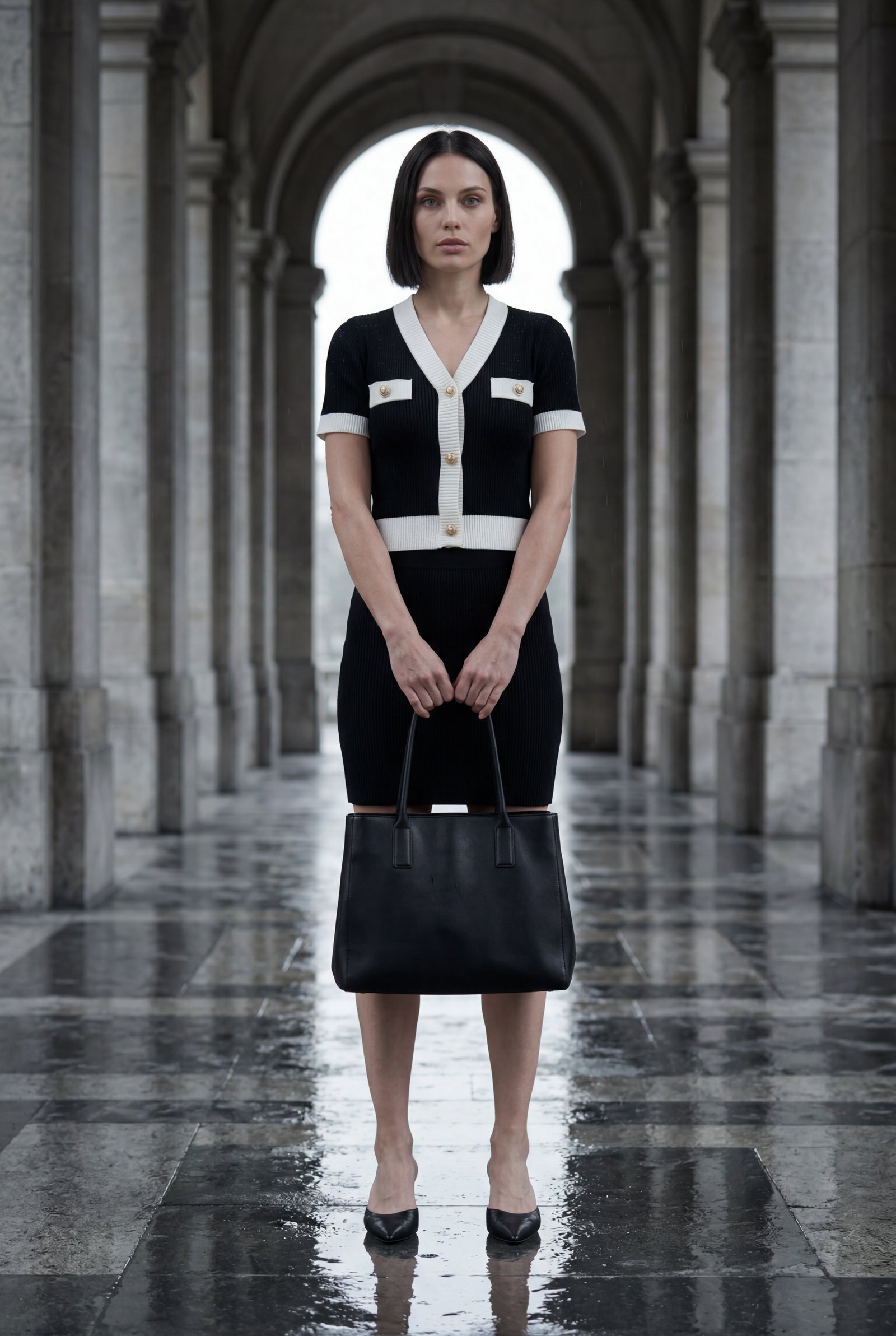 Black Ribbed Contrast-trim Cropped Cardigan Top - Cropped tops - Photo 6