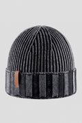 Ribbed Knit Beanie in Black — studio front