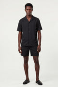 Black Ribbed Short Sleeve Shirt and Shorts Set - Two-piece outfit - Photo 16