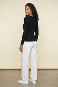 Black Ribbed V-neck Long Sleeve Pullover Sweater - V-neck sweater - Photo 23