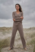 Taupe Ribbed Wide-leg Two-piece Loungewear Set - Two-piece set - Photo 17