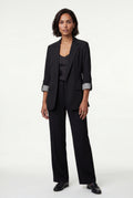 Black Roll-tab Sleeve Single-breasted Relaxed Blazer - Blazers - Photo 2