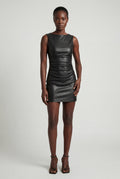 Black Ruched Faux Bodycon Mini Dress - Photo 2