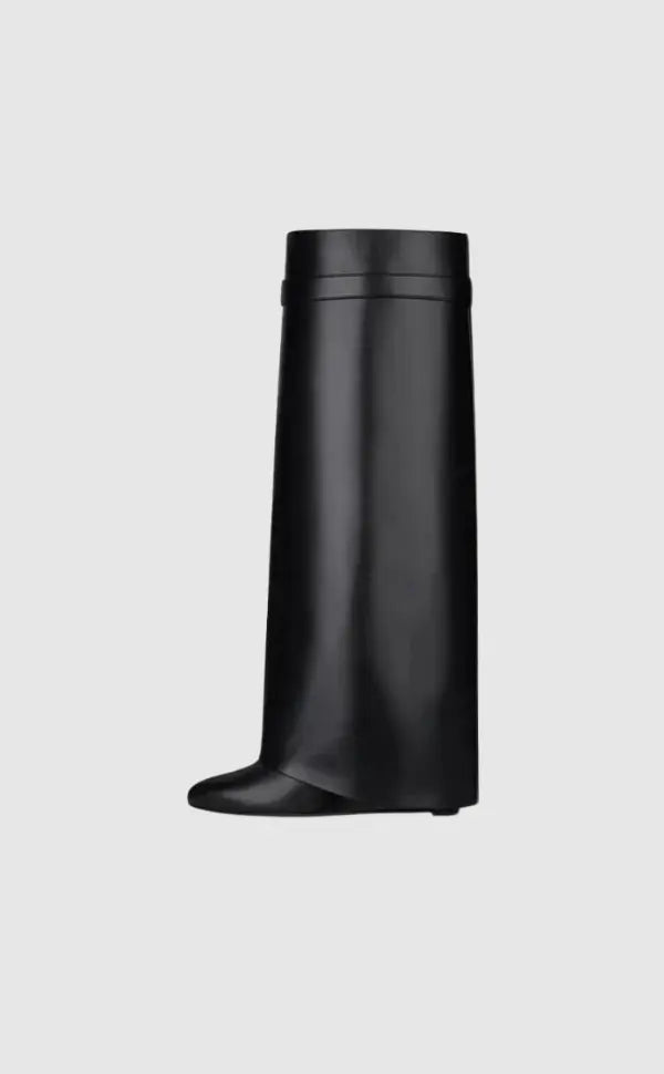 Sculptural High Shaft Wedge Boots with Padlock Detail - High Shaft Boots - Photo 8