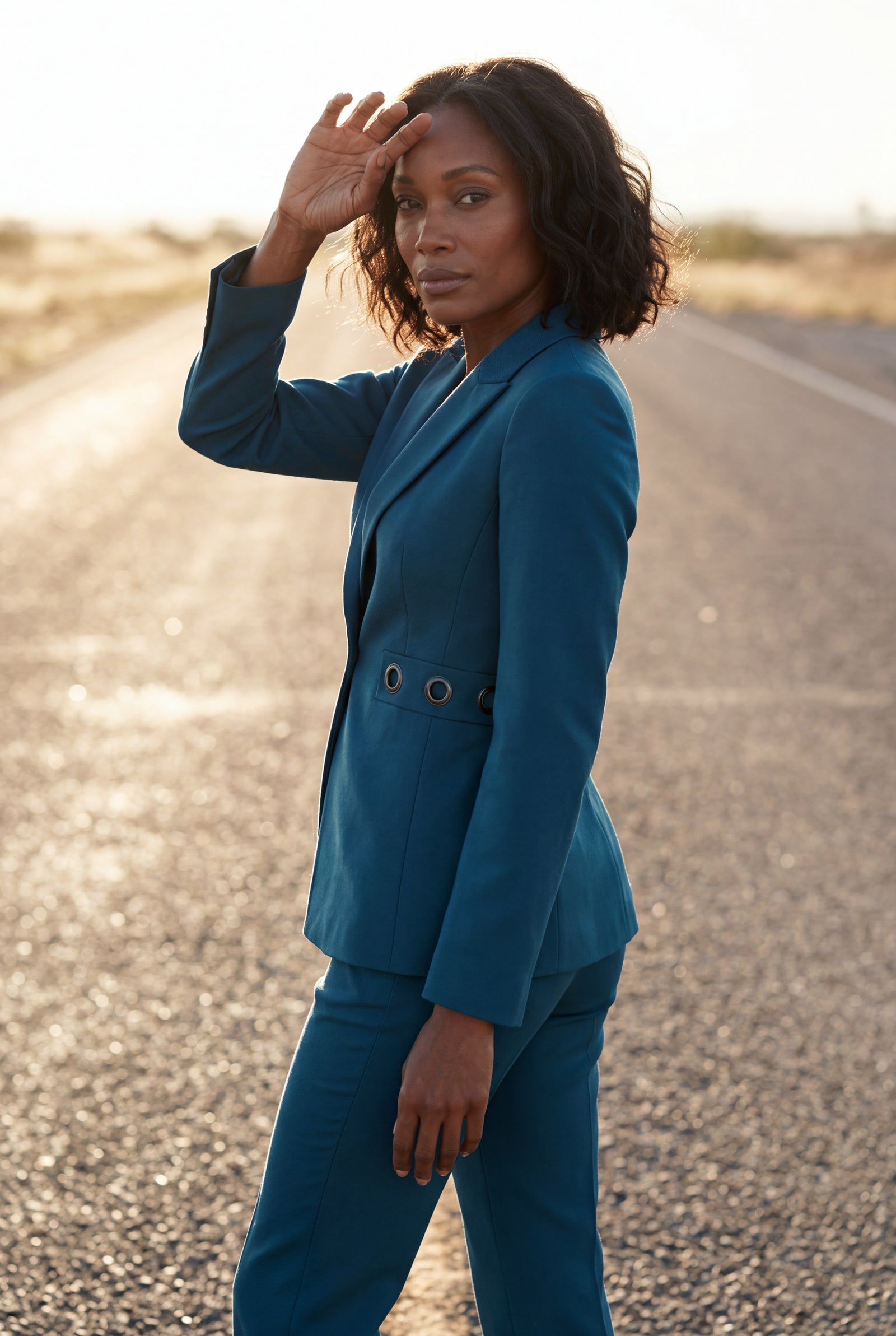 Turquoise Single-breasted Blazer and Straight-leg Trouser Set - Blazer set - Photo 12