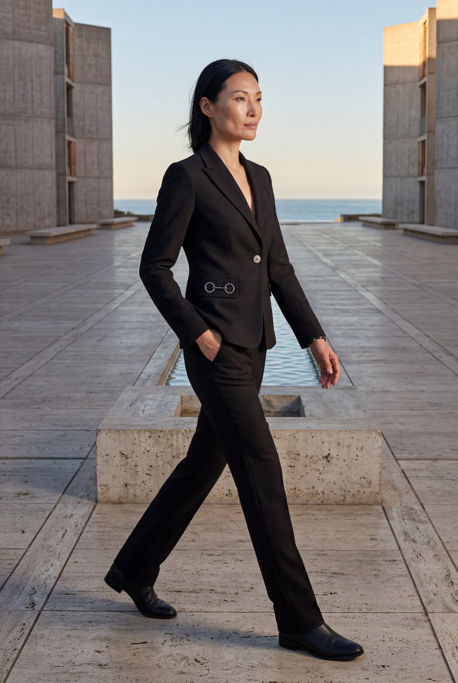 Black Single-breasted Blazer and Straight-leg Trouser Set - Blazer set - Photo 5