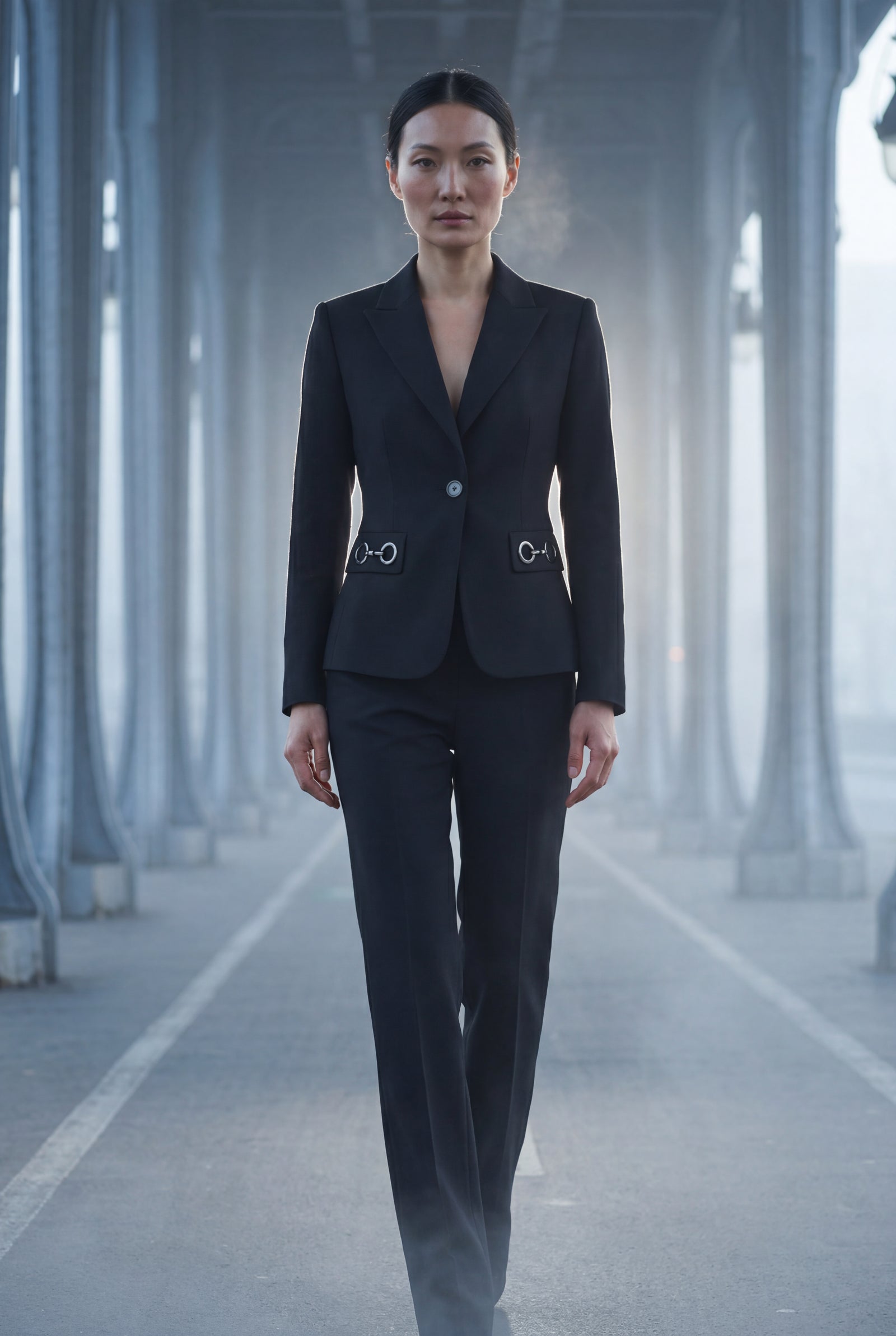 Black Single-breasted Blazer and Straight-leg Trouser Set - Blazer set - Photo 10